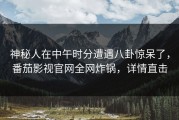 神秘人在中午时分遭遇八卦惊呆了，番茄影视官网全网炸锅，详情直击