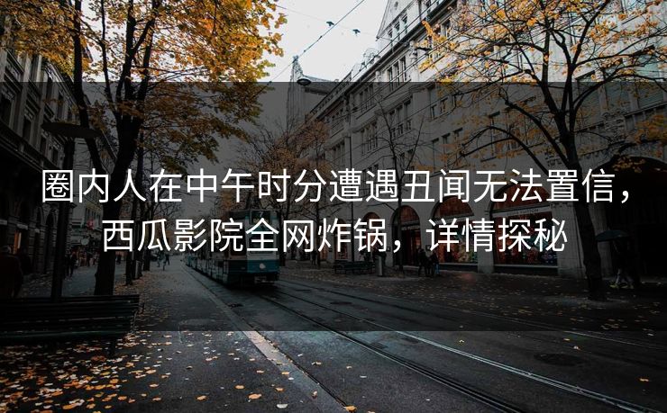 圈内人在中午时分遭遇丑闻无法置信，西瓜影院全网炸锅，详情探秘