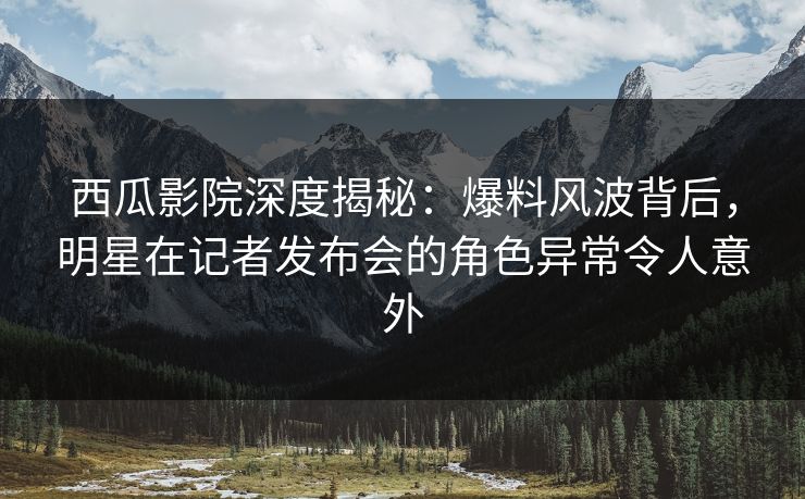 西瓜影院深度揭秘：爆料风波背后，明星在记者发布会的角色异常令人意外