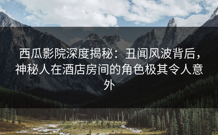 西瓜影院深度揭秘：丑闻风波背后，神秘人在酒店房间的角色极其令人意外