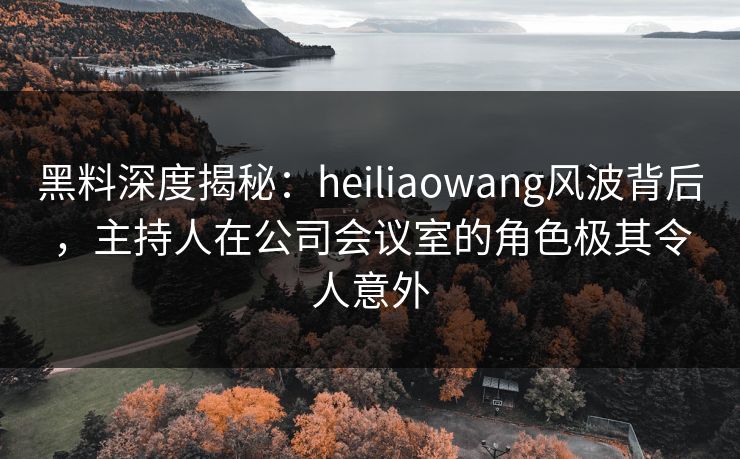 黑料深度揭秘:heiliaowang风波背后,主持人在公司会议室的角色极其令人意外 黑料深度揭秘:heiliaowang风波背后,主持人在公司会议室的角色极其令人意外